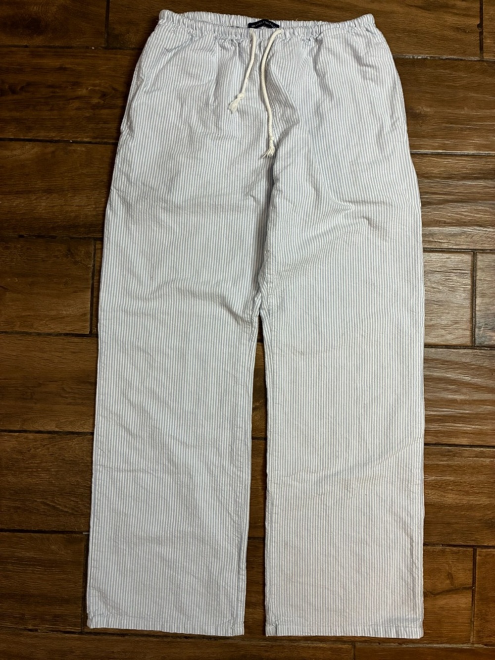 Brandy Mellville Tilden Blue & White Striped Seersucker Casual Pants
